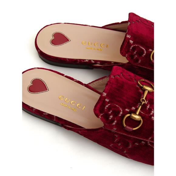 Gucci Red Velvet Princetown Slipper with Logo Allover/EU37/US6.5/Red NWT - Picture 2 of 6